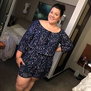 Navy Blue Floral romper